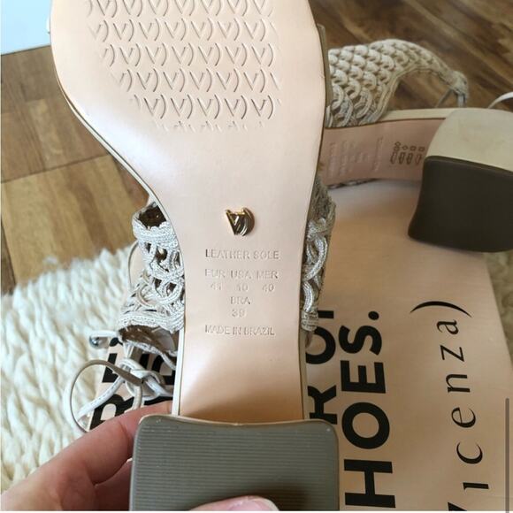 NWT Vicenza Nude Woven Heeled Sandals - Picture 6 of 8